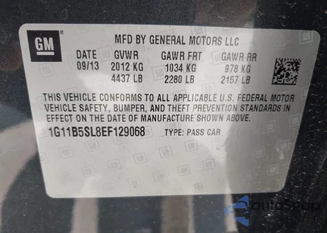 2014 Chevrolet Malibu 1Ls from USA, damaged, VIN 1G11B5SL8EF129068